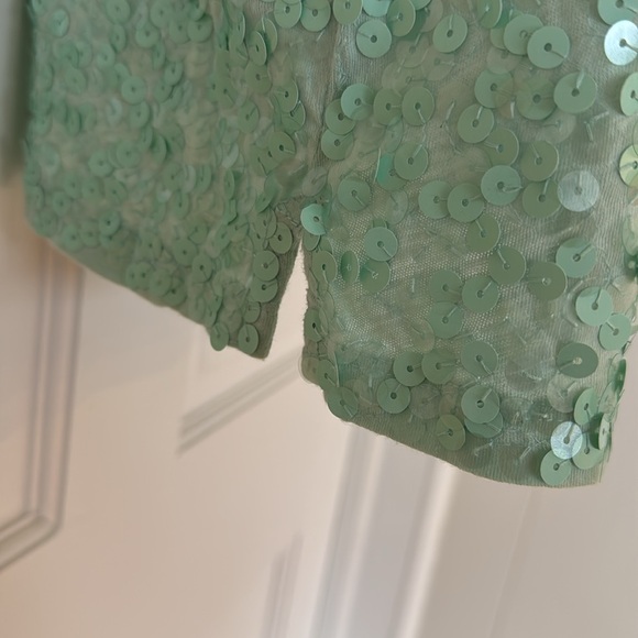 J.Crew Colorblock Sequin Tank Navy Mint Green Top Size M - Picture 4 of 6